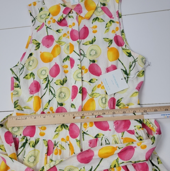 Cynthia Rowley Linen Blend Tiered Button Belted DressLined-Skirt Fruits Sz 4 New - Picture 11 of 14